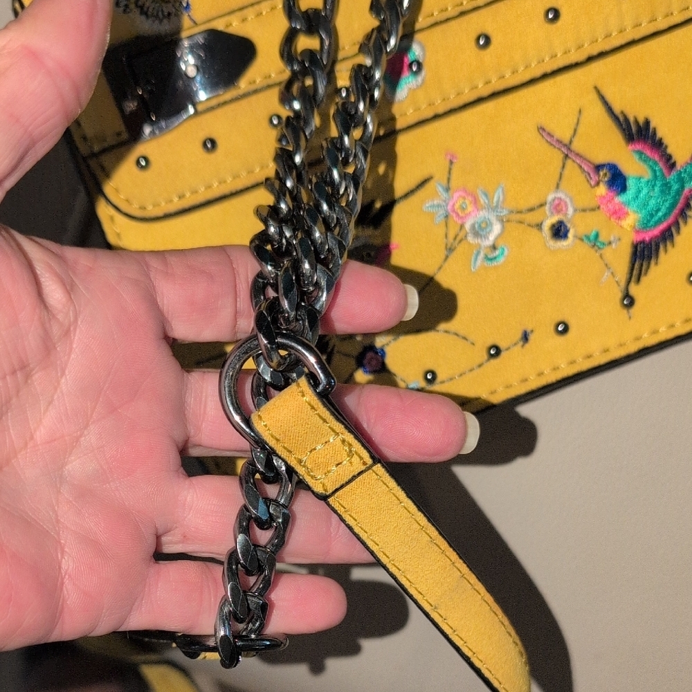 Vibrant Yellow Embroidered Crossbody Bag - Picture 10 of 11